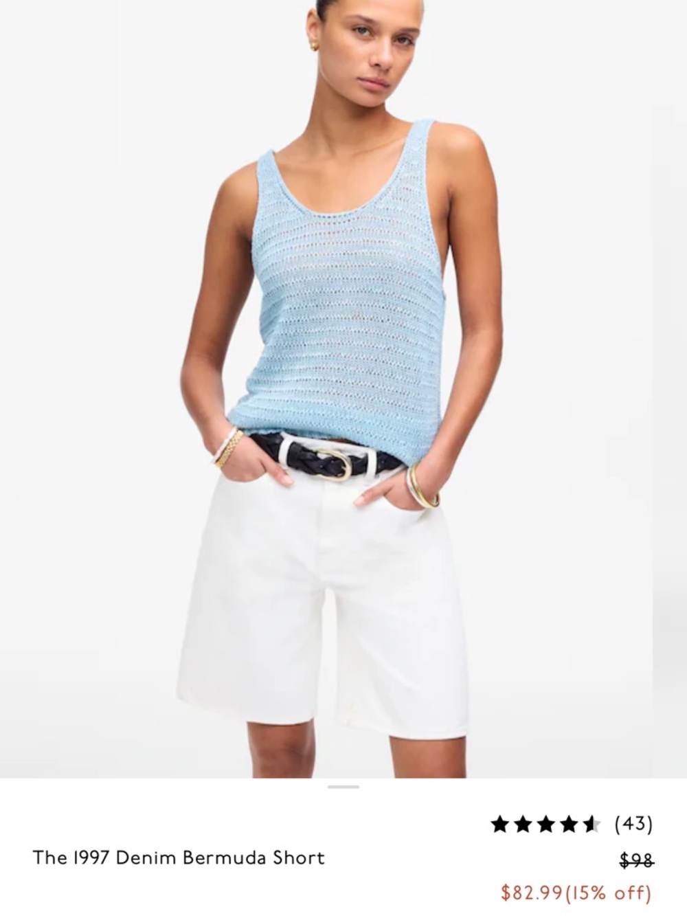 NWT Madewell The 1997 Denim Bermuda Shorts in White